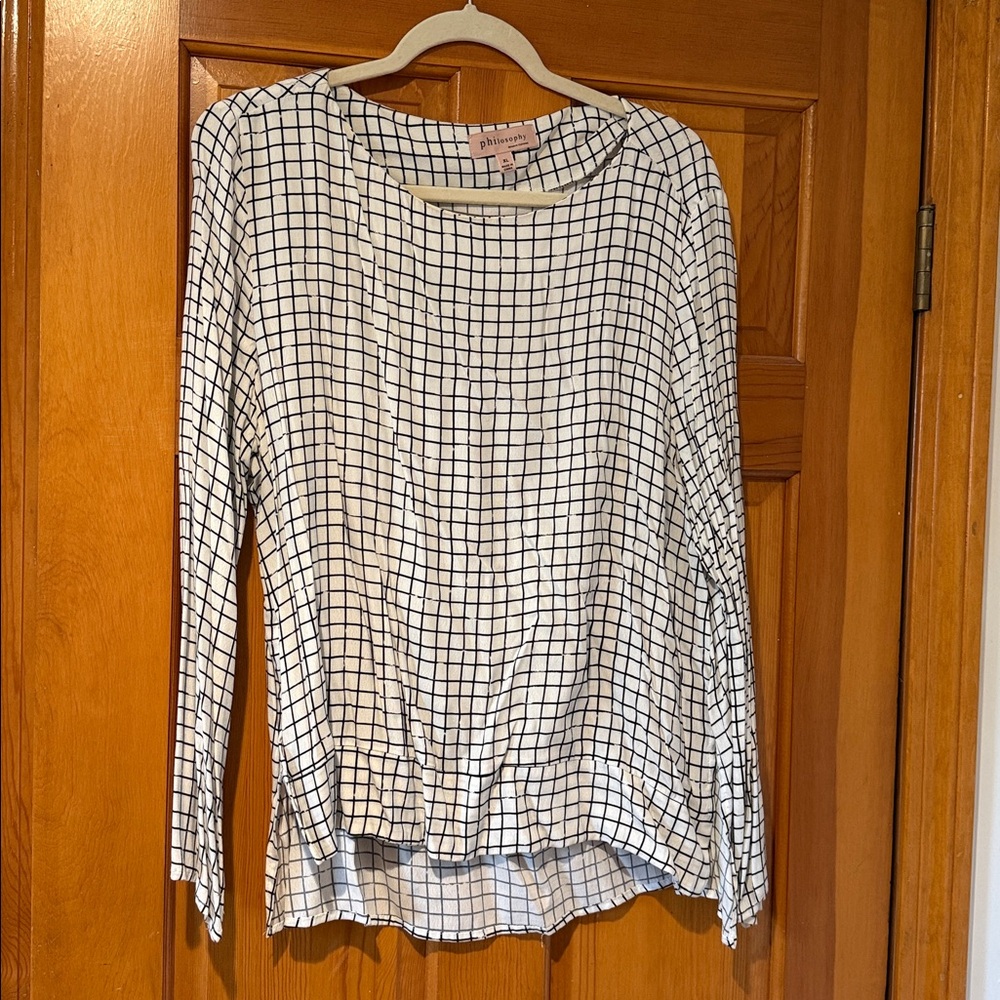 Philosophy Black and White Checkered Blouse